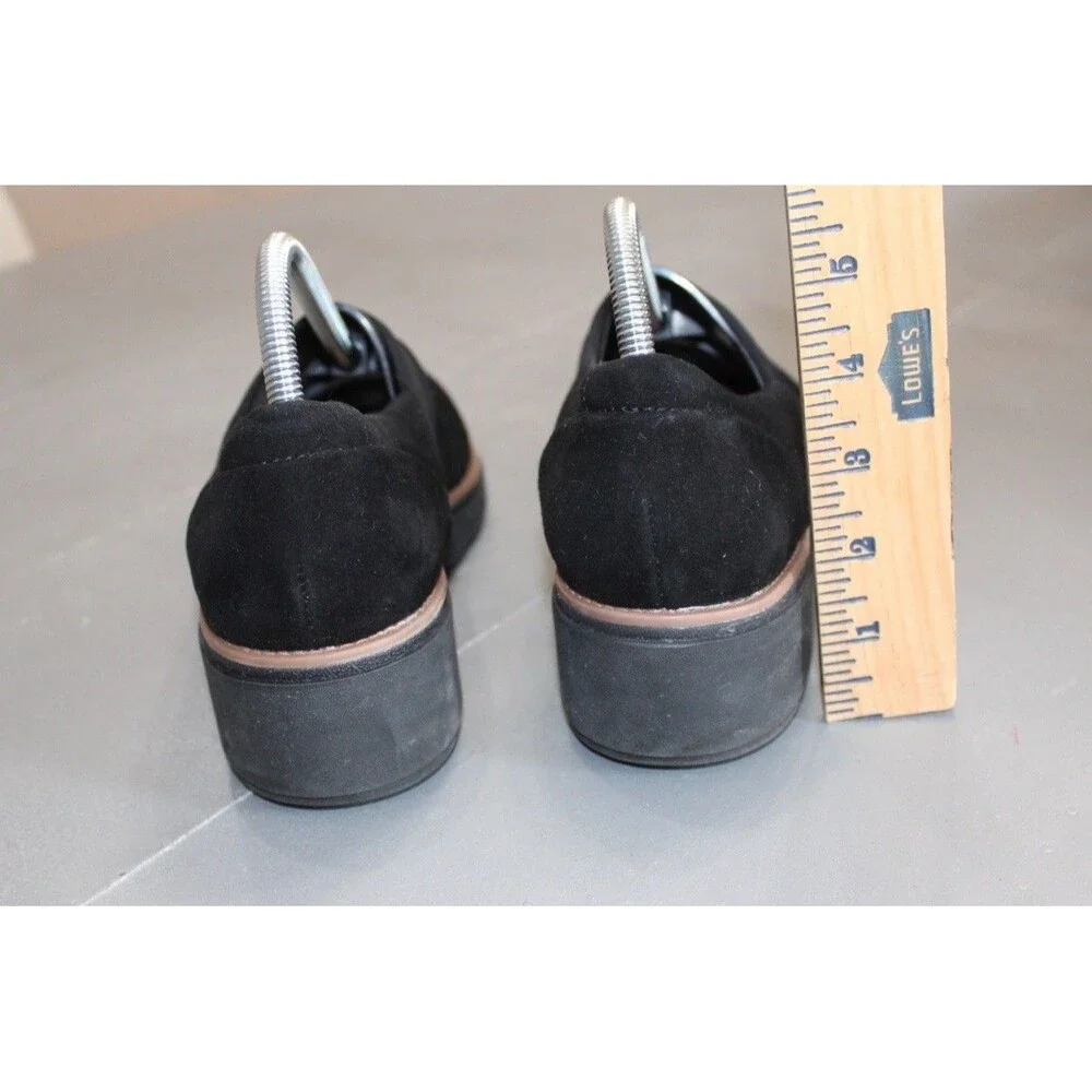 Clarks Sharon Pump Black Suede Slip On‎ Comfort Loafers Womens Size 10 Wedge